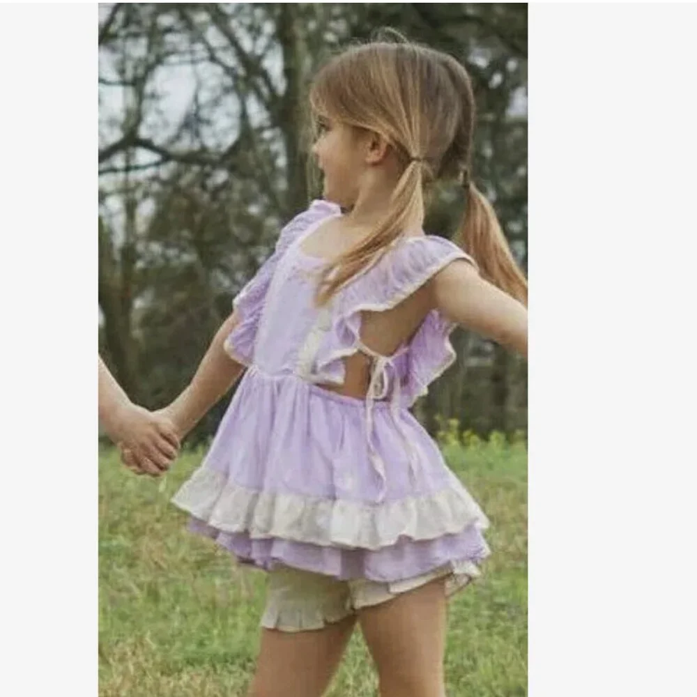 Well Dressed Wolf Kate Tunic Set Lavender and Beige Size 6 NWT